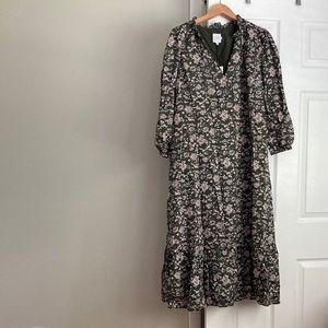 SOLD | NWT L Hunter green and pink floral maxi maternity dress